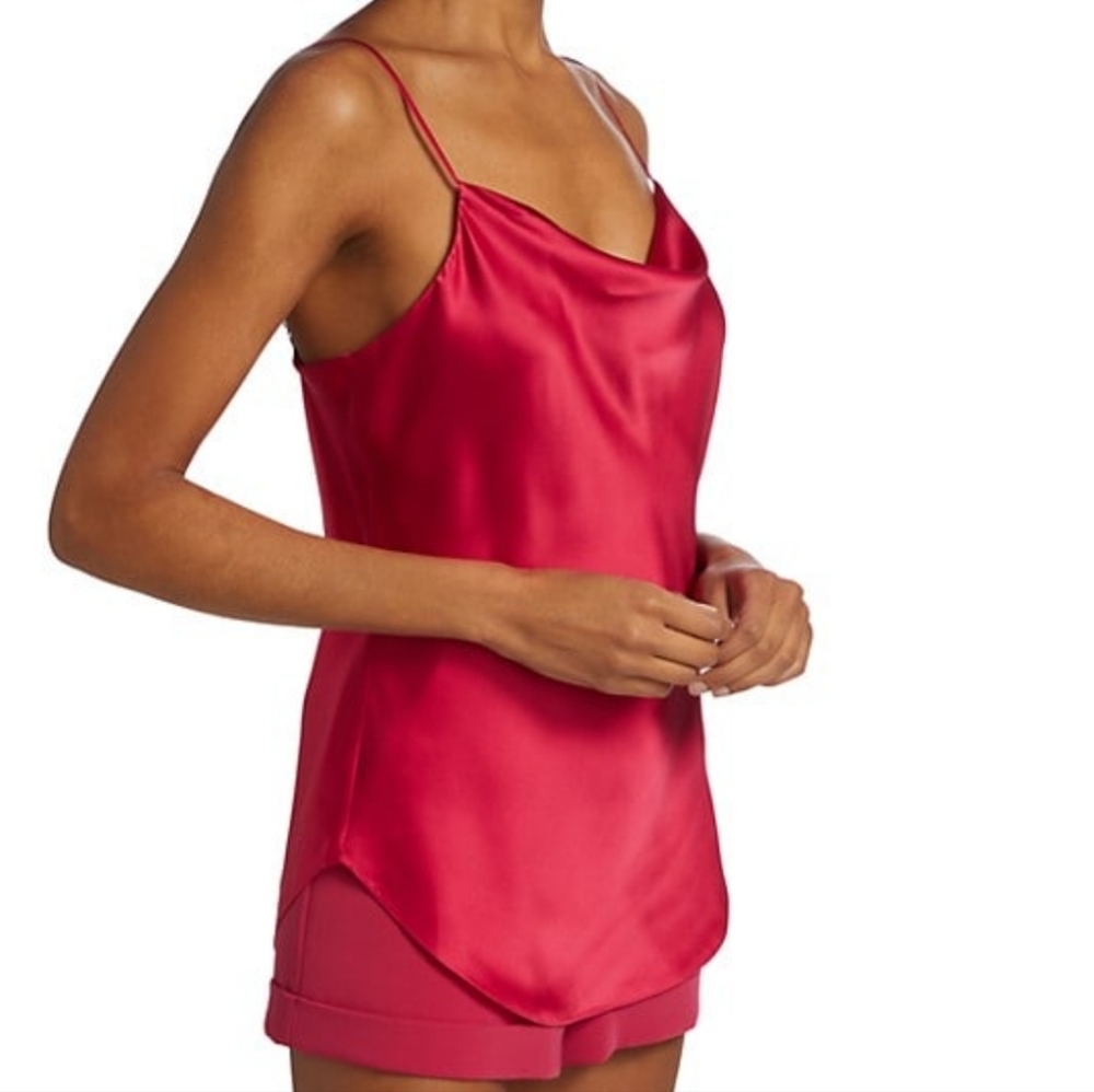 Cinq a Sept Marta Quiet Luxury Old Money Sexy Silk Cowlneck Cami Red size XS - Picture 3 of 14